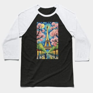 Eiffel Tower Euphoria: Van Gogh's Parisian Symphony Baseball T-Shirt